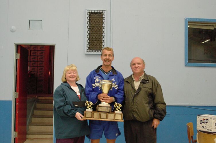 Mayor Wade Rowsell and Carmelita with Bob Spearns and the Challenge Cup